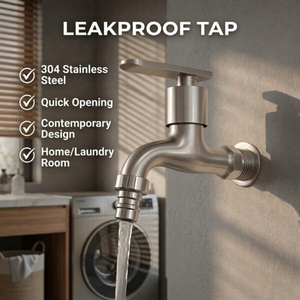 304 Stainless Steel Washing Machine Tap Silver Water Faucet