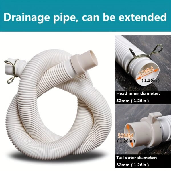 Universal Drainage Hose with Clamp & Hook Flexible Water Drain Pipe