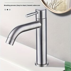 Single Hole Stainless Steel Bathroom Basin Faucet Water Tap