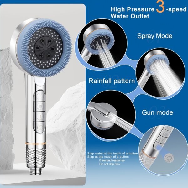 High Pressure Filter Shower Head Set 4-In-1 Massage Rainfall Spray Kit