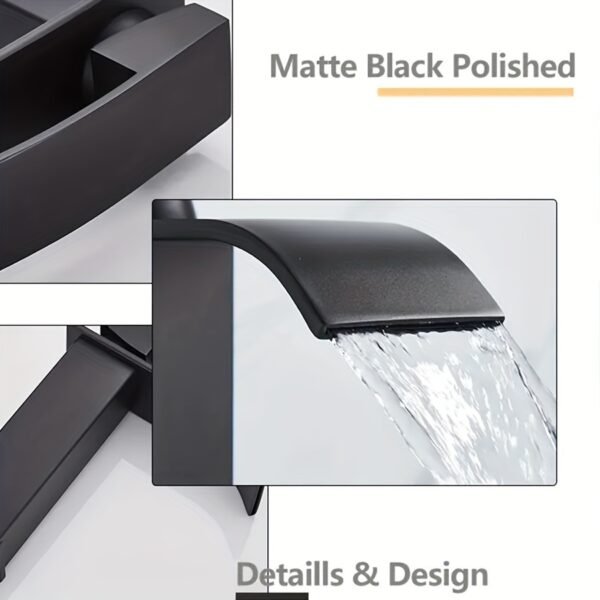 Black Stainless Steel Waterfall Basin Faucet Hot & Cold Bathroom Tap
