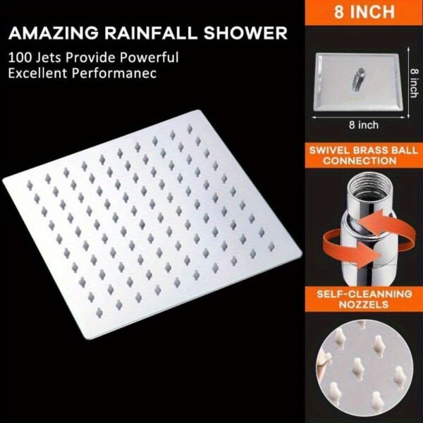 8pcs Stainless Steel Mirror Finish Shower Set Bathroom Accessories