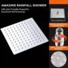 Luxury 8 Inch Square Stainless Steel Rain Shower Head
