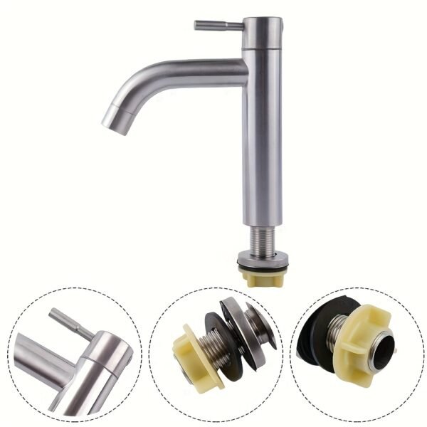 Single Hole Stainless Steel Bathroom Basin Faucet Water Tap