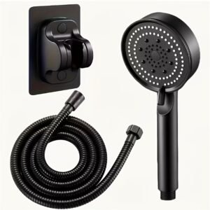 Handheld Shower Head Set with Hose & Wall Base Bathroom Shower Kit