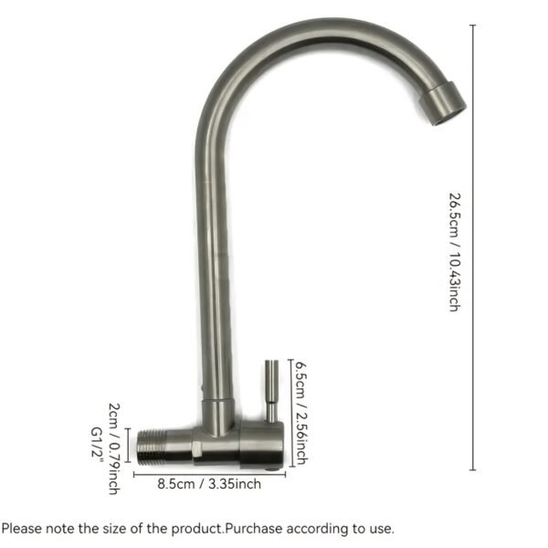 Brushed Stainless Steel Kitchen Faucet 360° Swivel Cold Water Tap