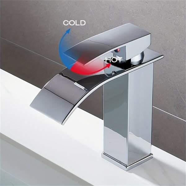 Black Stainless Steel Waterfall Basin Faucet Hot & Cold Bathroom Tap
