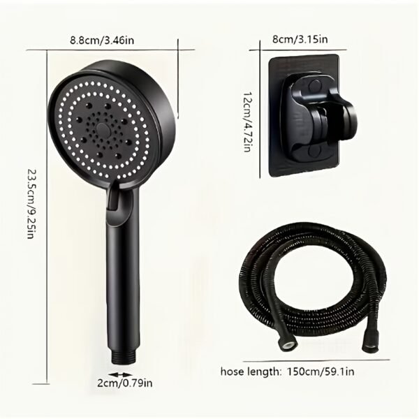 Handheld Shower Head Set with Hose & Wall Base Bathroom Shower Kit