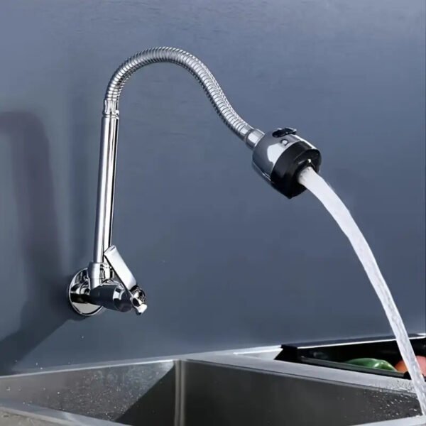 Wall Mounted Pull Out Faucet 360° Rotatable Kitchen Bathroom Tap